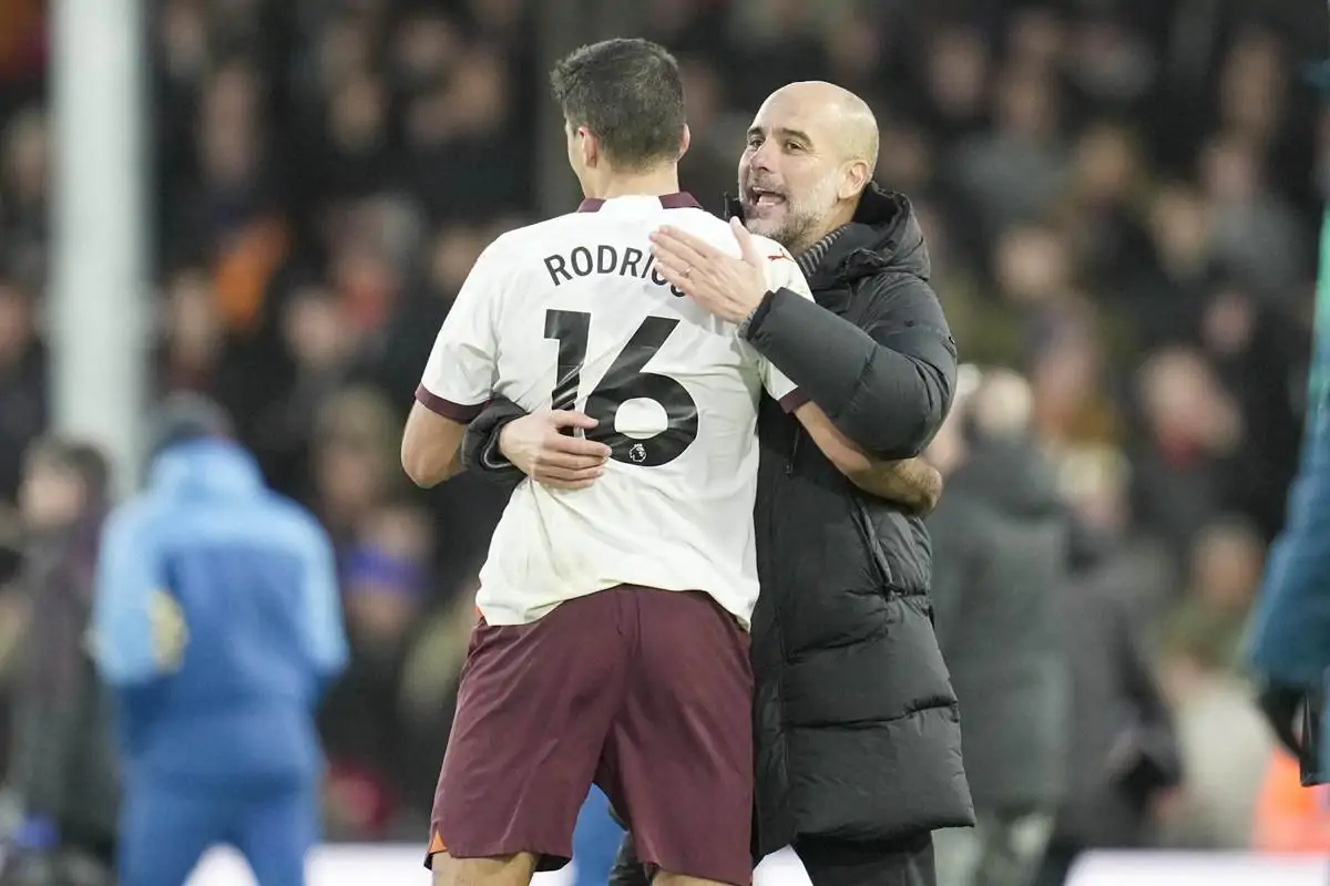 Rodri e Guardiola Manchester City