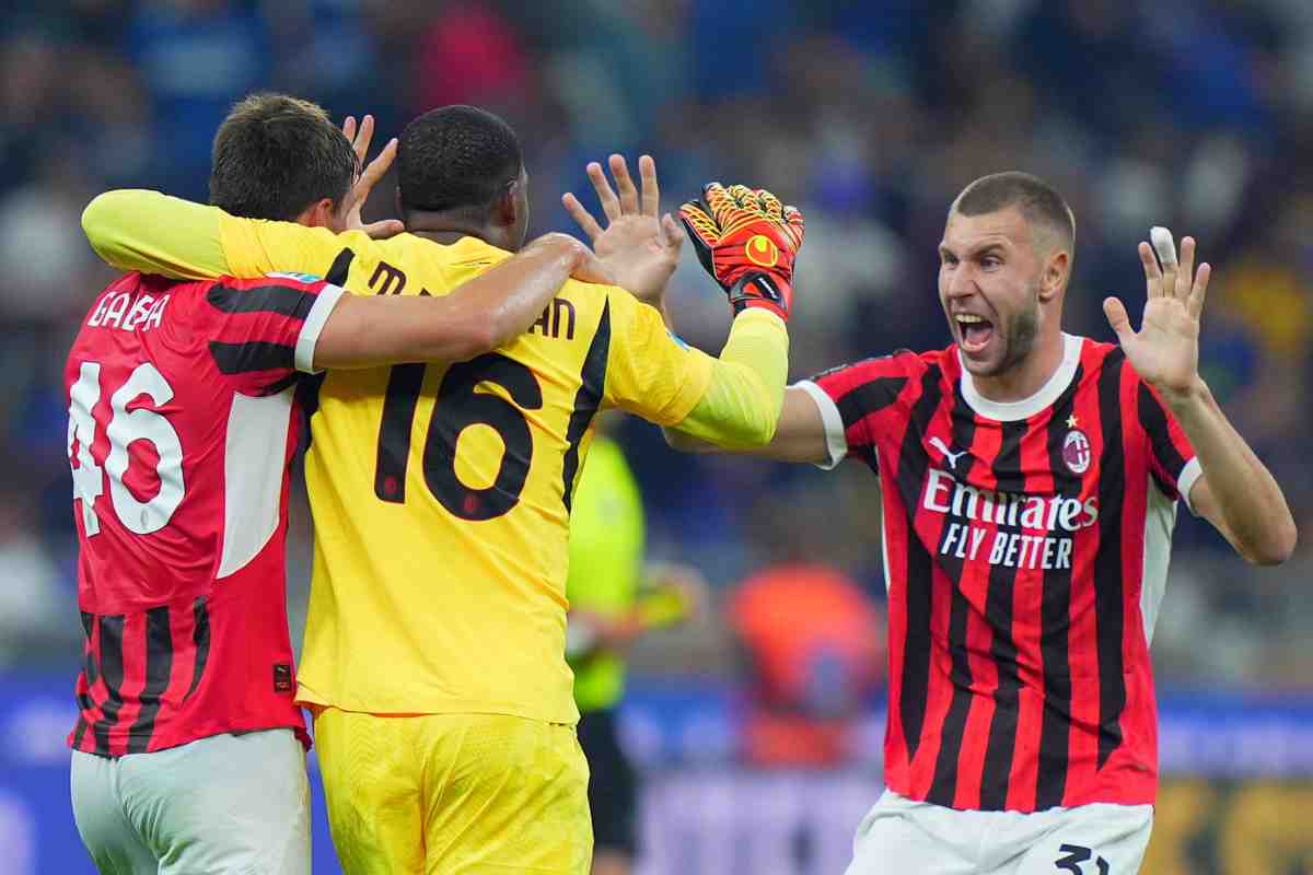 Maignan, Pavlovic e Gabbia esultano