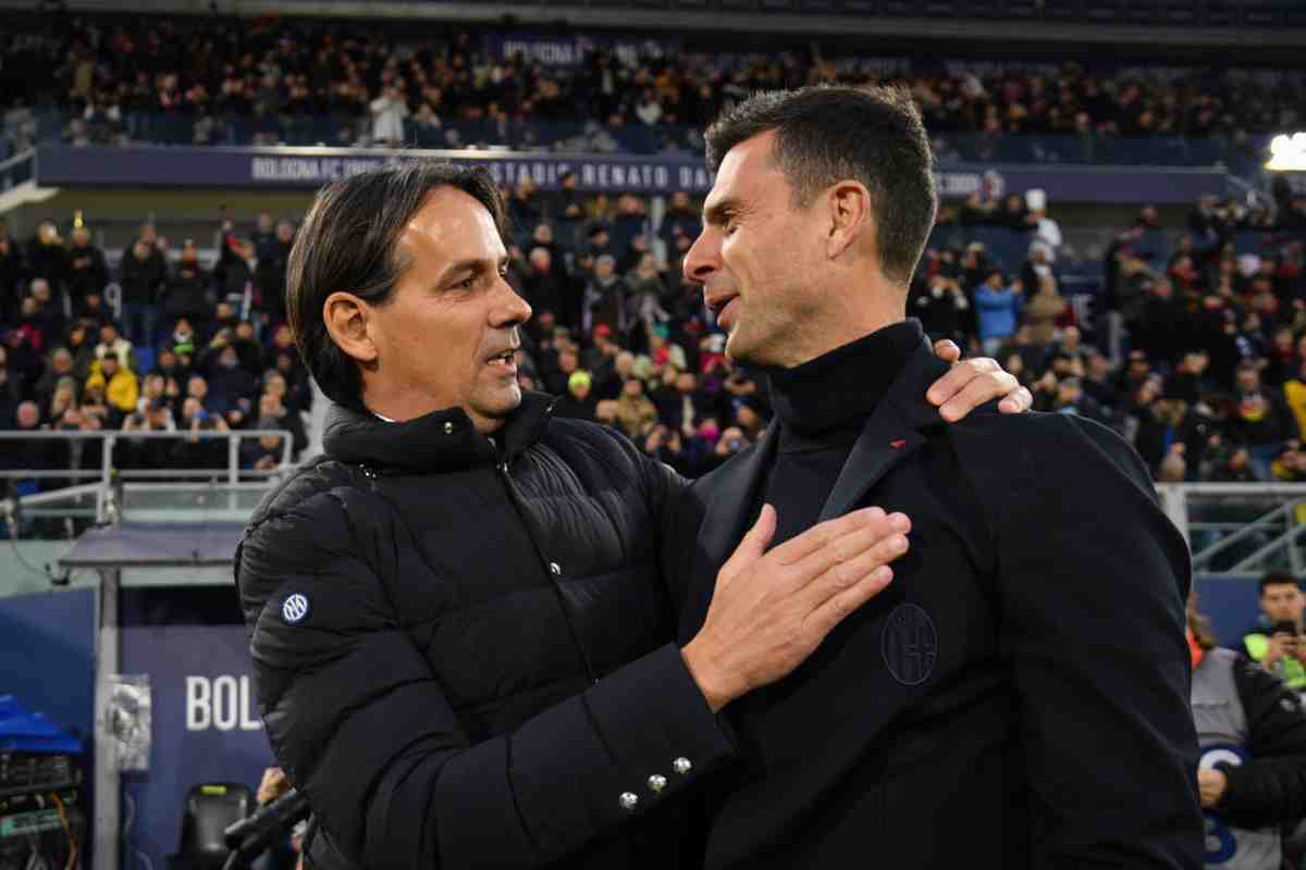 Il saluto tra Motta e Inzaghi