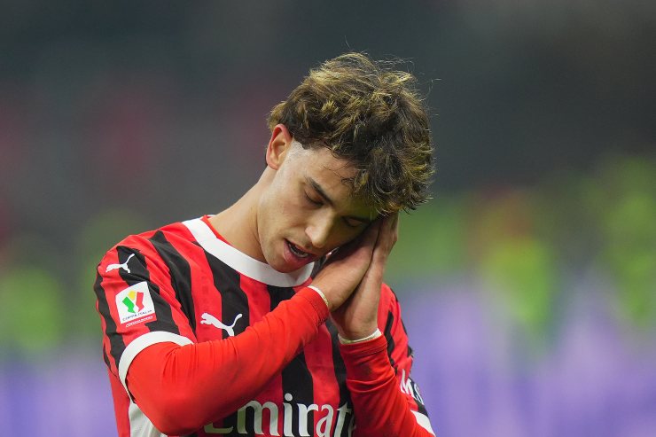 Joao Felix esulta dopo il gol con la maglia del Milan